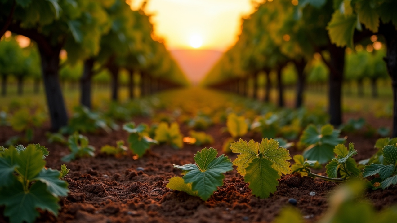 Woodinville vineyard at sunset